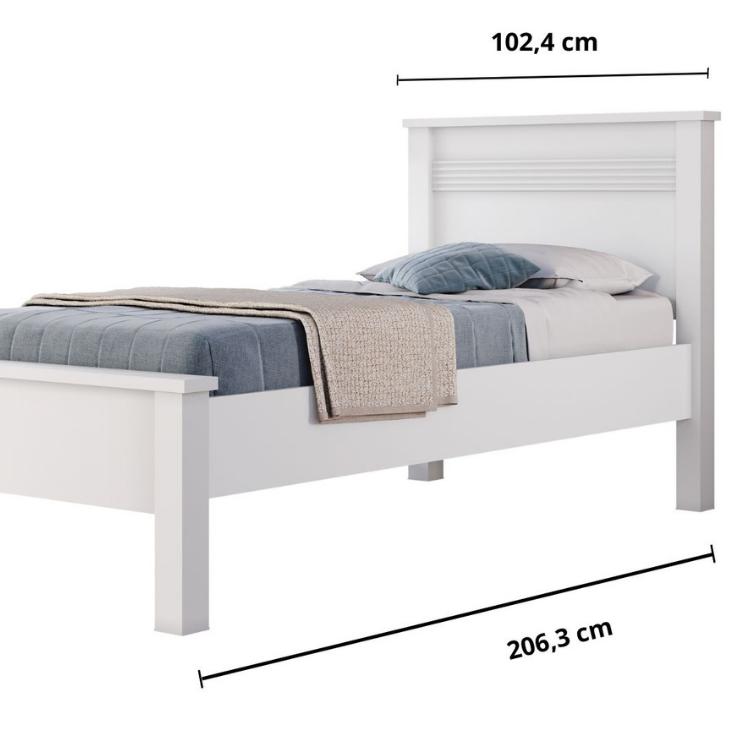 Cama Barcelona Solteiro Branco - Imagem 2